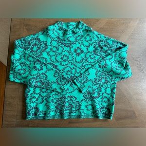 Anthro Carys Mock Neck, Green Floral, Size Medium  Never Worn